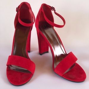 Red block heels